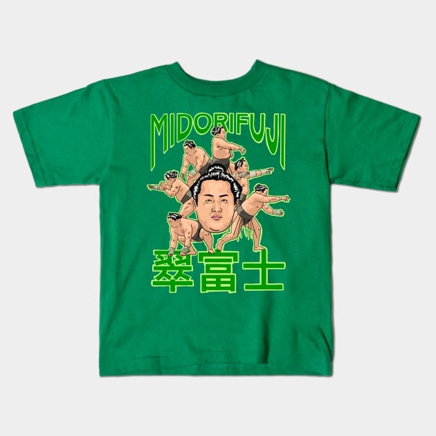 Japanese sumo wrestler Midorifuji Kids T-Shirt by FilthyTBear 